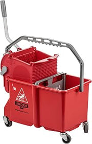 UNGER Commercial SmartColor Red Dual-Compartment Restroom Mop Bucket COMSR