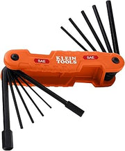 KLEIN TOOLS 70550 Hex Wrench Key Set, 11 SAE Sizes, Heavy Duty Folding Allen Wrench Tool with Extra Long Hex Keys