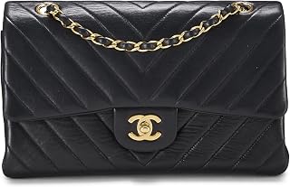 Chanel, Pre-loved Black Chevron Lambskin Classic Double Flap Medium, Black