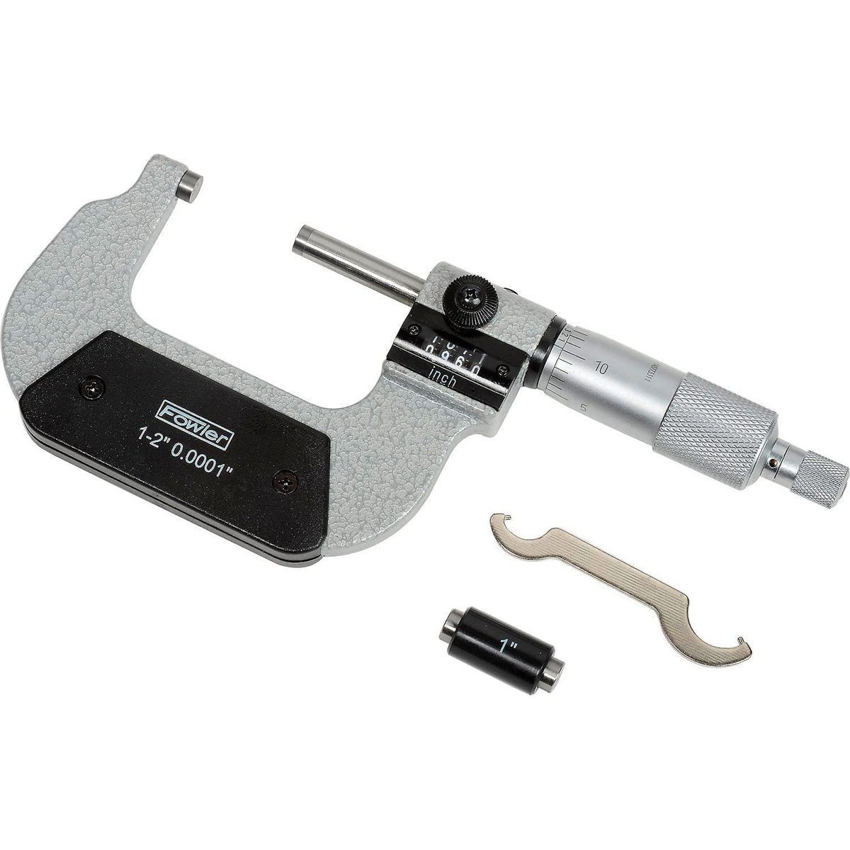 1-2" Digital Counter Micrometer by Fowler – 7.5"L x 4.25"W x 1.75"H, Alloy Steel, Gray/Black, Model 52-224-002-1