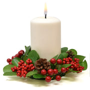 Gift Boutique Christmas Candle Ring, Pine Berry Set of 4, Red