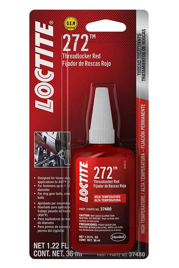 37480 272 Red High Temperature Threadlocker Bottle - 36 ml by Loctite – 1.21 Ounces, Aluminum,Stainless Steel, Red, Model 492143