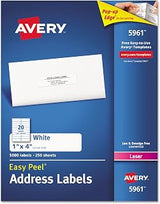 Avery 5961 Laser Labels, Mailing, 1-Inch x4-Inch, 5000/BX, White