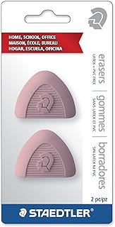 STAEDTLER 2 Piece Eraser, Pink, Trianglular, Rose, Triangulaire (52503BK2A6)