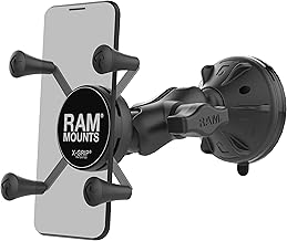 RAM MOUNTS X-Grip Car Phone Mount with Low-Profile Twist-Lock Cup | Short arm windshield and dash mount for smartphones, B Size 1" ball system