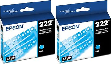 Epson 222 Genuine Ink Standard Capacity Cyan Cartridge T222220 (Pack of 2)