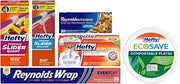 Reynolds Foil Wrap, Pop-Up Parchment Pulls, Gallon Freezer Sliders, Quart Storage Zippers, EcoSave Compostable Dinnerware, Tall Kitchen Refuse Liners Unscented (Variety Pack)