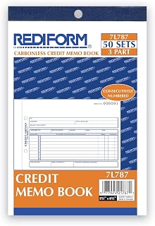 Rediform Credit Memo Book, Three-Part Carbonless, 5.5 x 7.88, 50 Forms Total