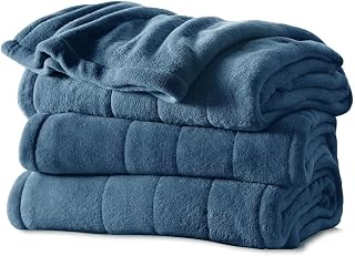 Sunbeam Channeled Soft Microplush Electric Heated Warming Blanket King Blue (2151817)