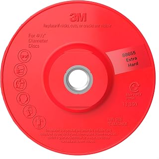 3M Disc Back-up Pad Ribbed, 88655, Extra Hard, Red, 4-1/2 in
