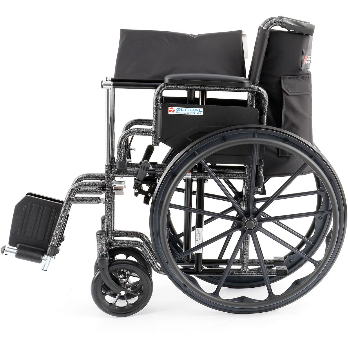 Global Industrial Wheelchair – 20" W Seat, Flip Back Arms, Swing-Away Footrests, Black