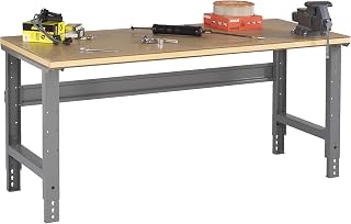 Tennsco WBA-1-3660C-MGY Adjustable Leg Workbench, Compressed Wood Top, 60" Width, 36" Length, 27 4"-35 2" Height, 176 lbs. Load Capacity, Medium Grey