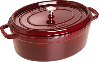 STAUB Cast Iron Oval Cocotte, Dutch Oven, 5.75-quart, serves 5-6, Made in France, Grenadine