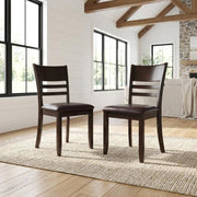 Solid Wood Faux Leather-Upholstered Dining Chairs Set of by Furnifact – Wood, Brown, Pack of 2