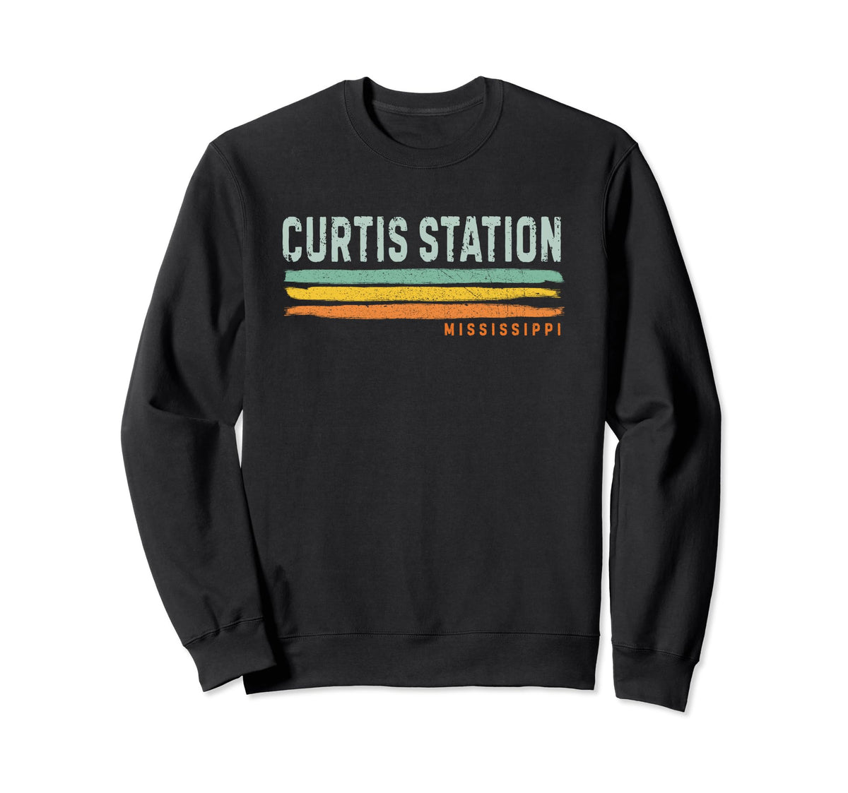 Vintage Stripes Curtis Station MS Sweatshirt by Curtis Station MS Souvenir – Black, Model 4DF3QTA91SZ