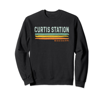 Vintage Stripes Curtis Station MS Sweatshirt by Curtis Station MS Souvenir – Black, Model 4DF3QTA91SZ