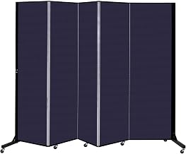 Screenflex 5 Panel Mobile Room Divider - Fabric Color: Navy