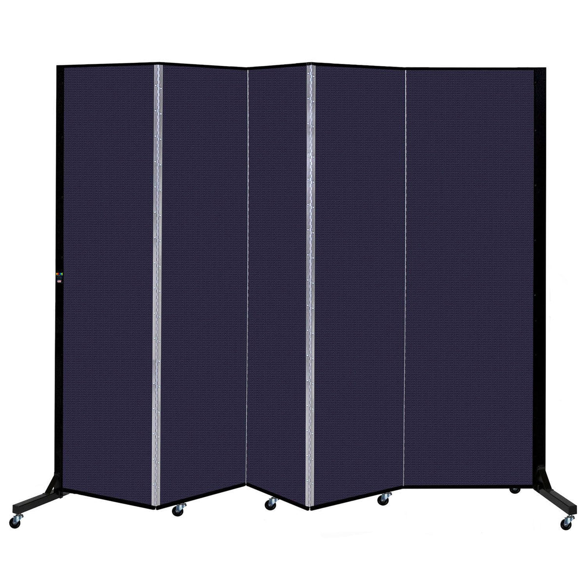 Screenflex 5 Panel Mobile Room Divider - Fabric Color: Navy by Screenflex Partitions – Fabric, Navy Blue, Model BFSL685-DV