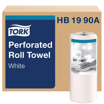 Tork HB1990A Perforated Paper Roll Towel, White, 30 Rolls, 84 per Roll