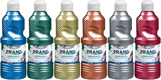 Prang Ready-to-Use Washable Tempera Paint Set, Assorted Metallic Colors, Pint Set of 6