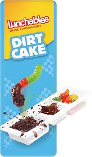 Lunchables Dirt Cake Snack Pack with Chocolate Cookie Crumbs (Chocolate Marshmallow Frosting & Gummy Worms 12 ct Pack 1.95 oz Trays)