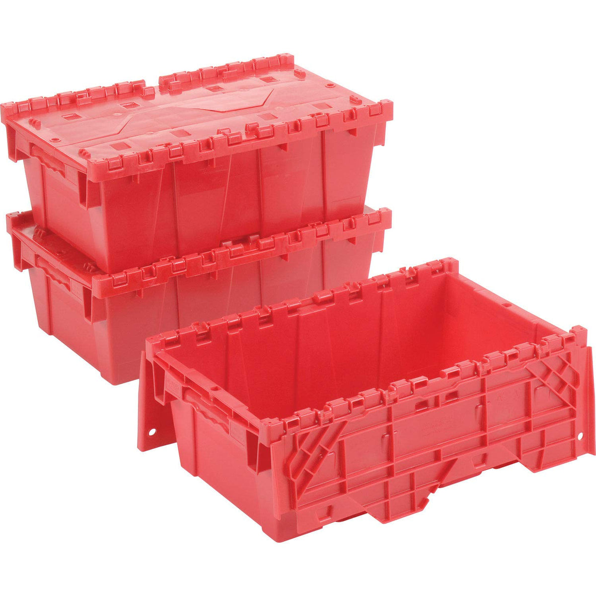 Global Industrial Distribution Container With Hinged Lid 19-5/8x11-7/8x7 Red by Monoflo – 19.625 x 11.875 x 7 inches, 19.75 liters, High Density Polyethylene, Red, Model 442218RD