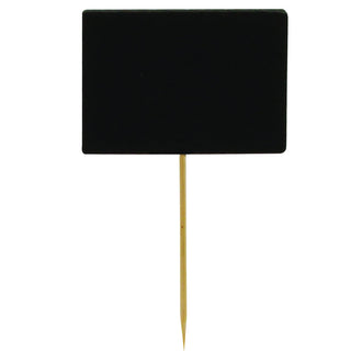 Bamboo Chalkboard Pick by Tablecraft – 5"W x 2.4"H, Wood, Black, Model BAMDCB35