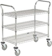 Global Industrial Wire Utility Cart, 3 Shelves, 800 Lb. Capacity, 48" L x 24" W x 38" H