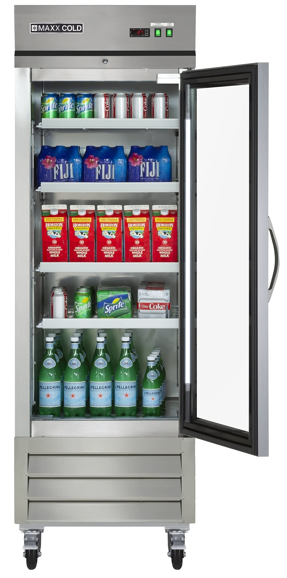 Reach-In Refrigerator by MAXX Cold – 23.0 cubic_feet, stainless steel, Silver, Model MXCR-23GDHC