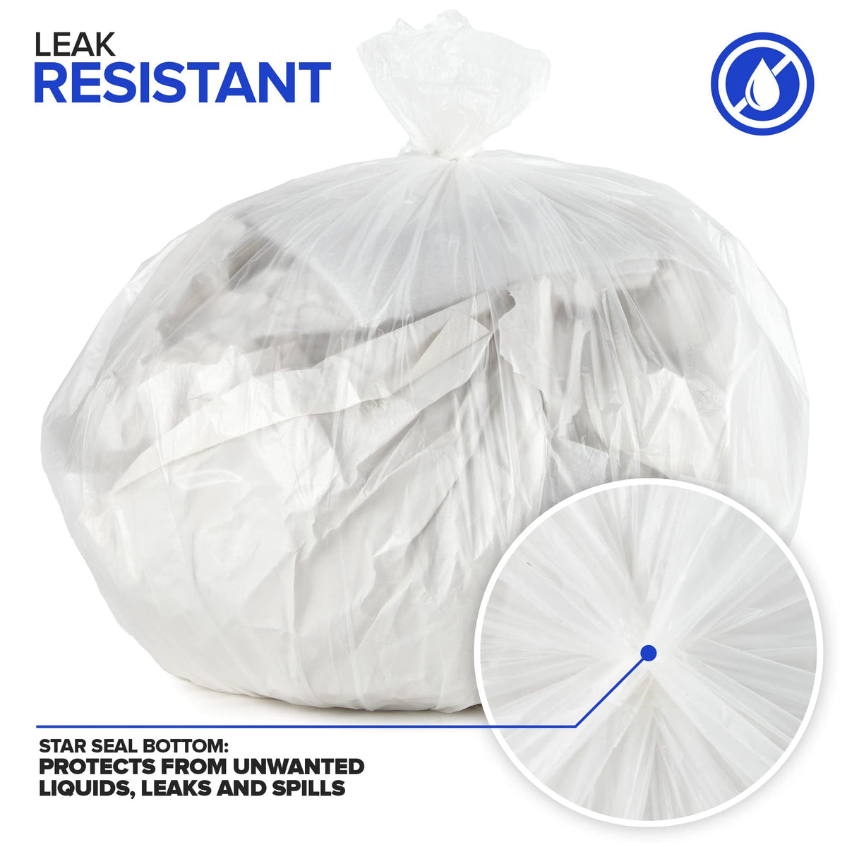 4 Gallon Unscented Small Garbage Bags by Stock Your Home – 50 Count (Pack of 4), 4.0 gallons, Plastic, Clear, Pack of 200