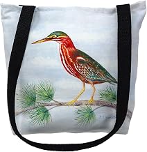 Betsy Drake TY180S 13 x 13 in. Green Heron Small Tote Bag