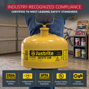 Justrite Yellow / 2.5 Gallon / Type I Cans