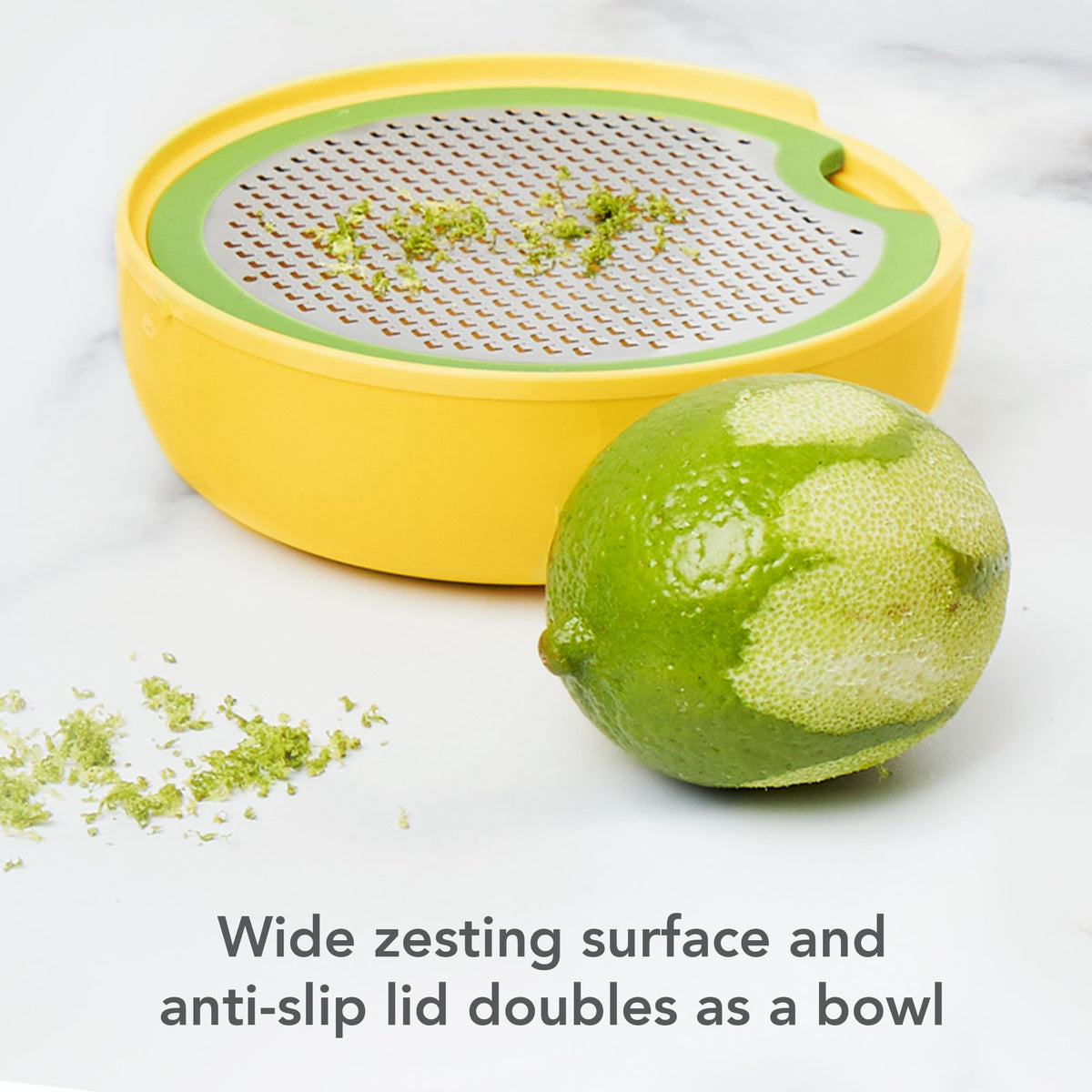 Juicer Citrus 3 in 1 by Tovolo – 5.67" Tall, 1.5 cups, Silicone Lid, Plastic Base, Yellow, Model 1001027