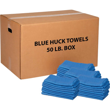 50 Lb. Box 100% Cotton Huck Towels by Global Industrial – 15" x 25", 100% Cotton, Blue, Model N010-C67*50