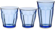 Duralex Le Picardie Glass Tumbler Drinking Set – 18-Piece Marine Blue Tumblers in Mixed Sizes