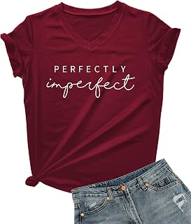 Womens V-Neck Letter Print T-Shirt Funny Graphic T Shirt Short Sleeve Tops