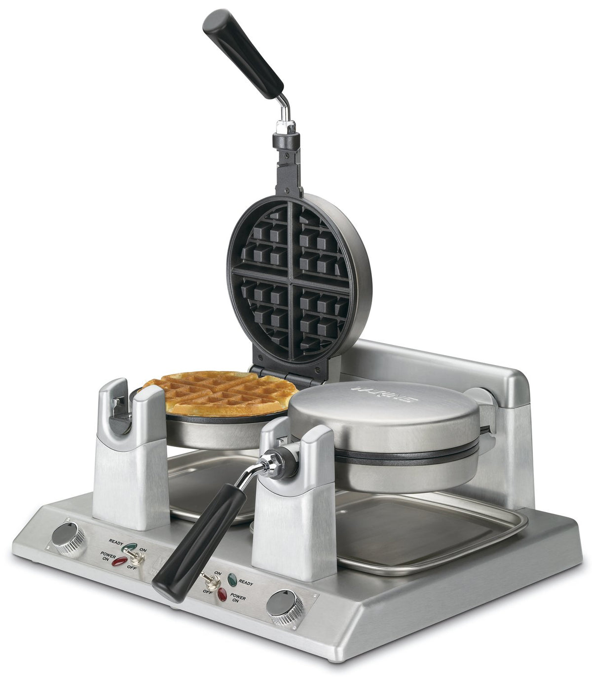 () 50 Waffle/Hr Belgian Waffle Maker by Waring – 120-Volts, Stainless Steel, Silver, Model WW250
