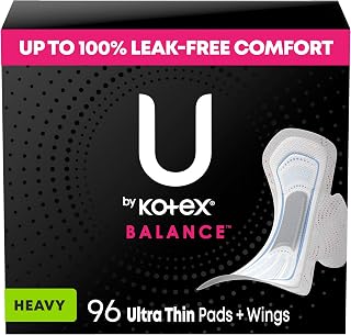 U by Kotex Balance Ultra Thin Pads with Wings, Heavy Absorbency, 96 Count (6 packs of 16) (Packaging May Vary)