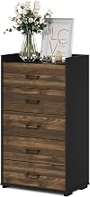 Furinno Modern Coffee Bar, 5-Drawer Pantry Organizers, Kitchen Cabinet, Sideboard, Kitchen Storage, for Pantry Organizers and Storage, Columbia Walnut