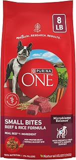 Purina ONE Small Bites Beef and Rice Formula Small High Protein Dry Dog Food Natural with Added Vitamins, Minerals and Nutrients - 8 lb. Bag