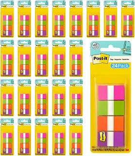 Post-it Flags, 1 in Wide, 4 Assorted Bright Colors, 24 Pack