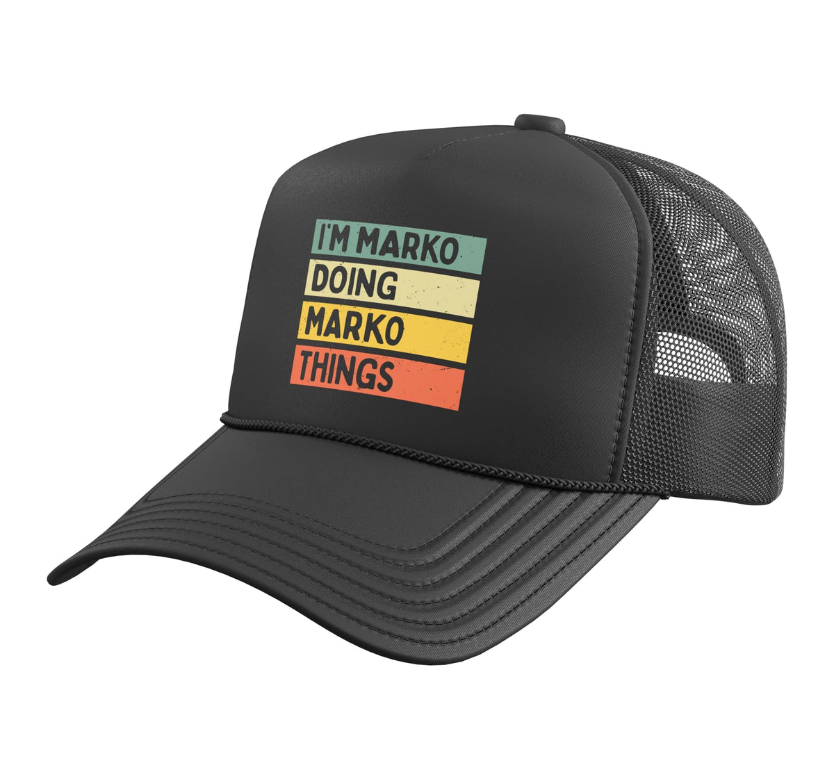 I'm Marko Doing Marko Things Funny Personalized Quote Trucker Hat with Adjustable Mesh Back by Personalized Gift Ideas Marko – Polyester, Black