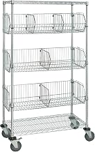 Quantum Storage Systems M1848BC6C 5-Tier Mobile Wire Basket Unit with 3 Baskets, Chrome Finish, 18" Width x 48" Length x 69" Height