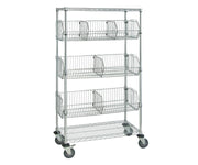 QUANTUM STORAGE SYSTEMS Chrome / 24" x 36" x 69" / Chrome Wire 5S Basket Wheels Rack Shelves