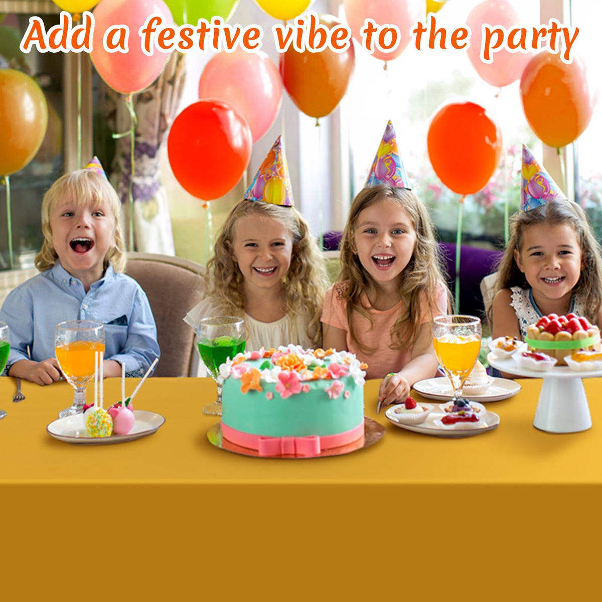 Frienda Plastic Tablecloths, 54 x 108 Inches, Orange Yellow Red Brown