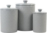 10 Strawberry Street Embossed Diamond Ceramic Kitchen Canister Set, Set of 3, Gray
