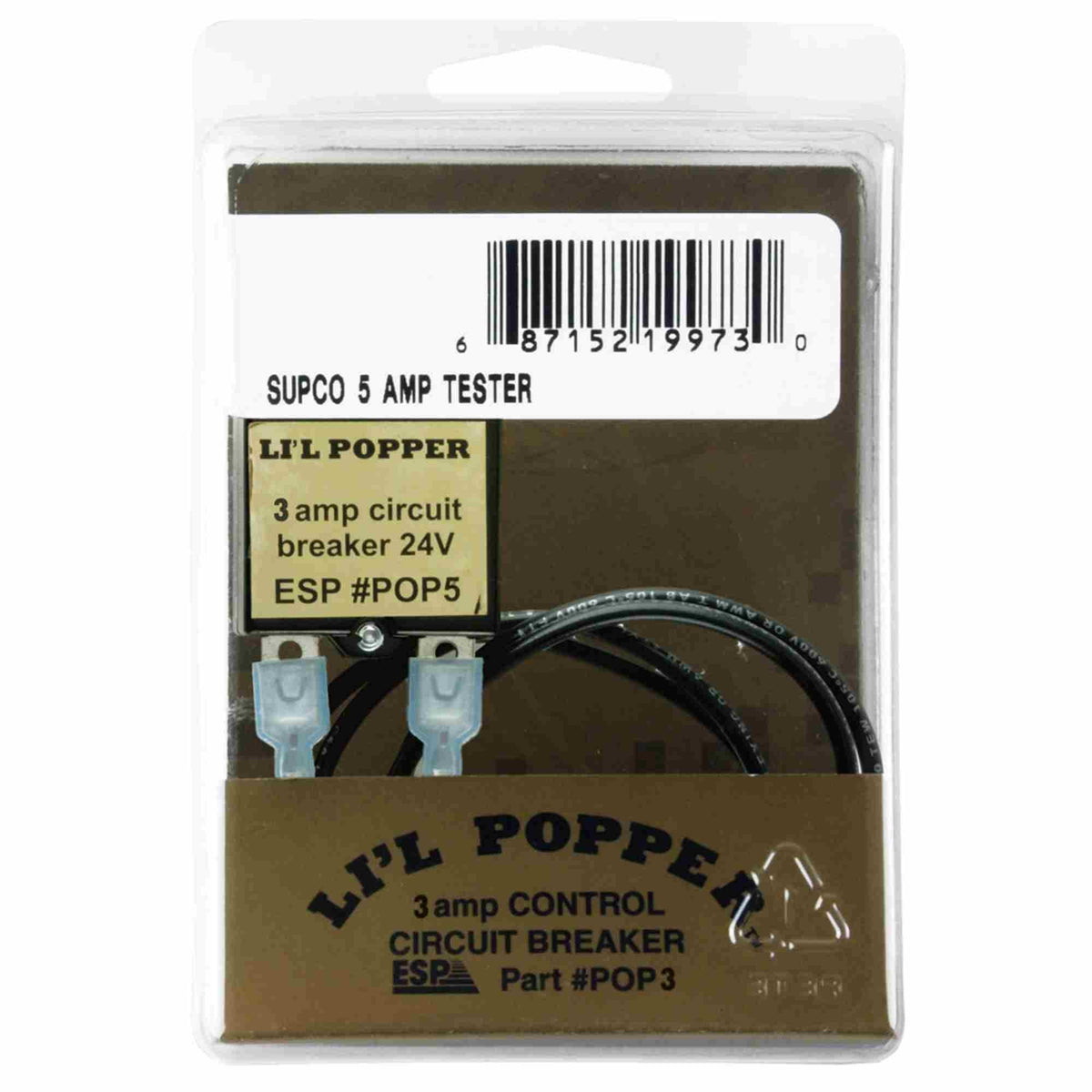 3 Amp Circuit Breaker by Supco – lead, Black, Model POP3