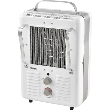 5120 BTU Portable Milkhouse Style Electric Heater by Global Industrial – 10.25"L x 7.9"W x 15.75"H, Steel, White, Model PH-933