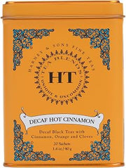 Harney & Sons Harney and Sons Decaf Hot Cinnamon , Decaf Flavored Black 20 Sachets per Tin 1.4oz | Decaffeinated black tea, cinnamon, orange peel & cloves, naturally sweet