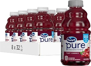 Ocean Spray® Pure Unsweetened Tart Cherry, 100% Tart Cherry Juice, 32 Fl Oz Bottle (Pack of 8)